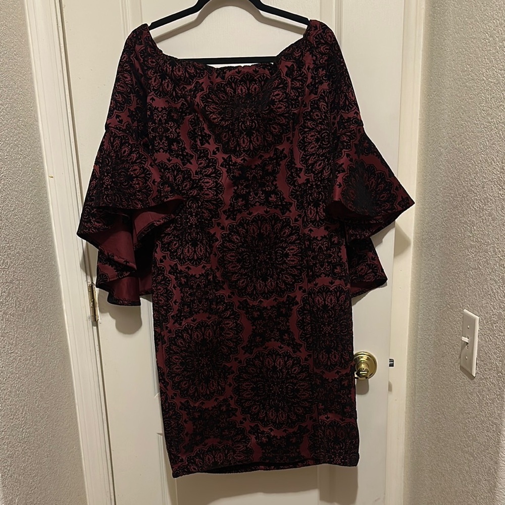 Elegant Black and Burgundy Dress